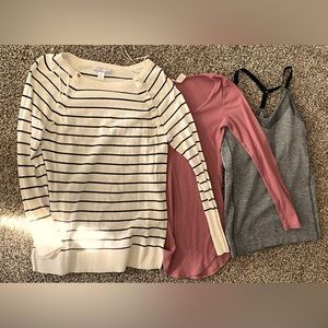 One Nursing Sweater, One Long Sleeve and One Nursing Activewear Tank Top